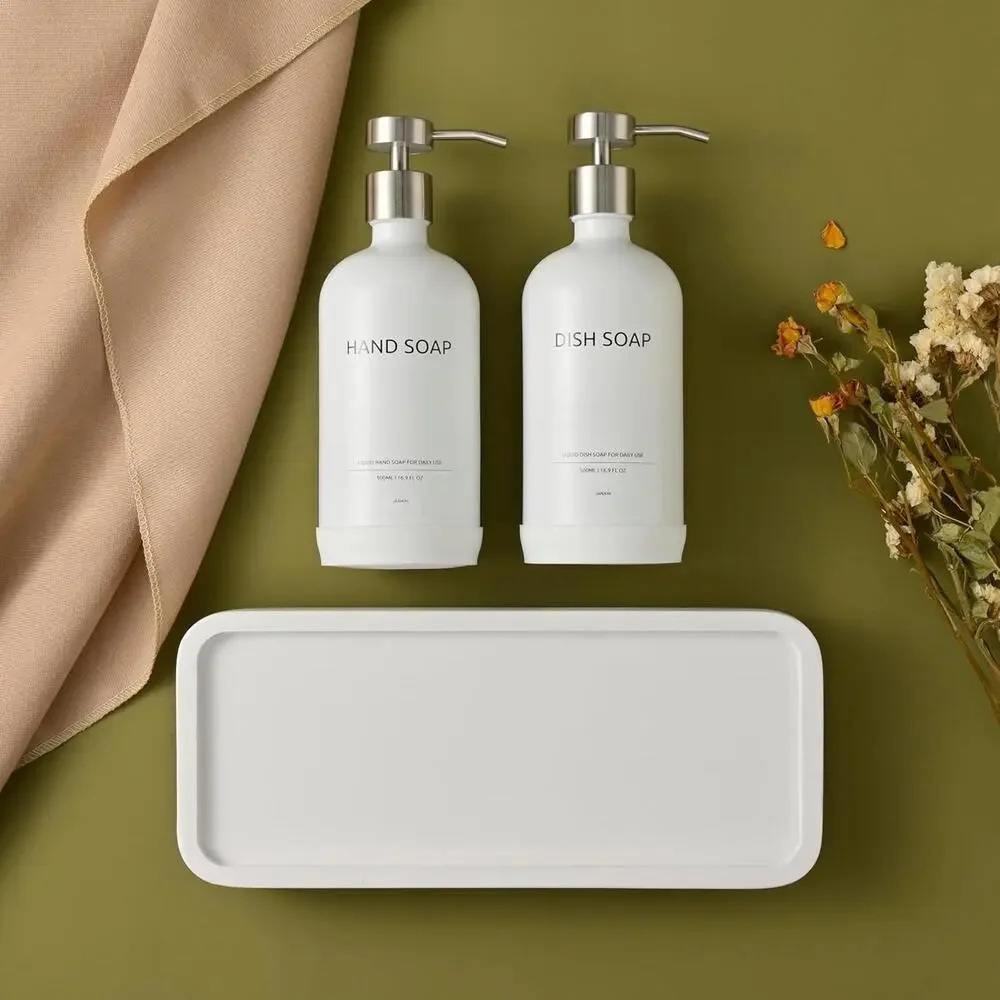 Janxin Vanity ACACIA WOOD Tray Bathroom Soap Dispenser Tray for Bathroom Kitchen